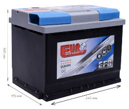 Акумулятор стартерний 60Ah (-/+) EUROKRAFT EFB